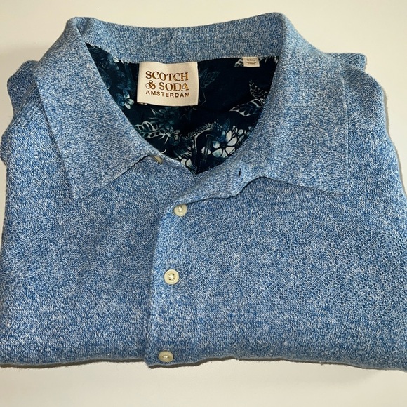 $188 Scotch & soda knit polo men’s XXL sky blue - Picture 3 of 13